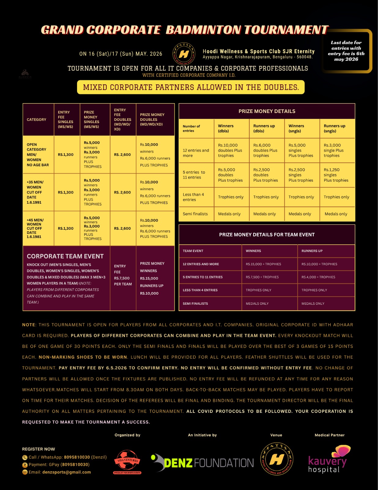 Grand Corporate Badminton Tournament poster