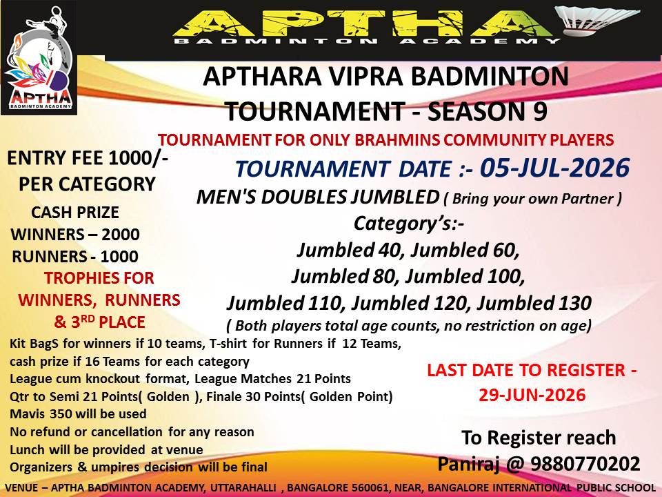 Apthara Vipra Badminton Tournament - Season 9 poster