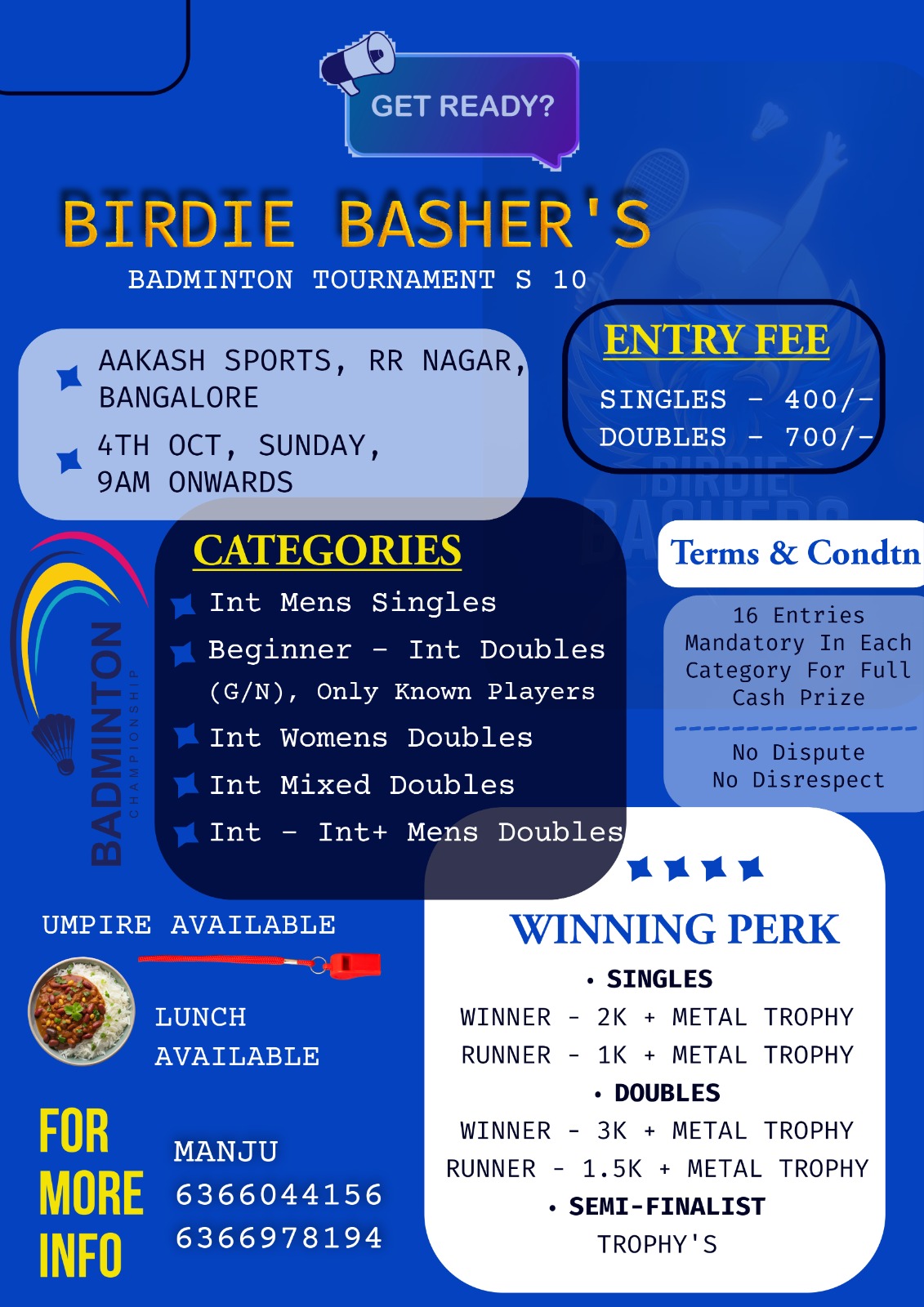 Birdie Basher's Badminton Tournament S 10 poster
